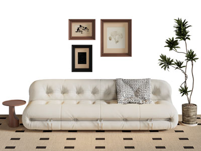 现代奶油风多人沙发3d模型 现代奶油风多人沙发