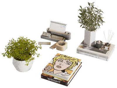 现代书本 花瓶花卉 摆件组合