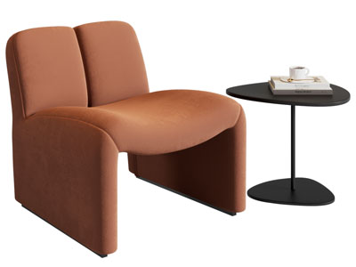 现代单人沙发 边几