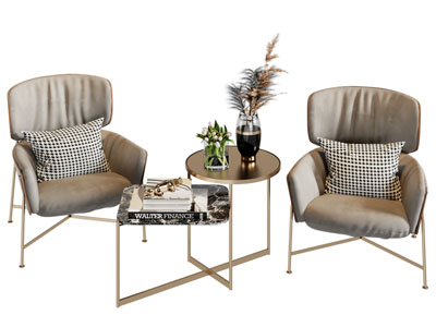 现代休闲椅子 边几