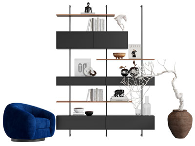 现代开放式装饰柜 单人沙发