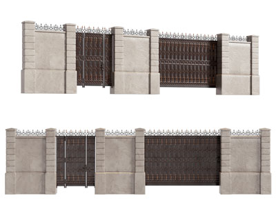 现代大门 围墙 围栏