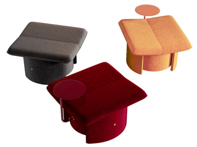 现代沙发凳 带角几一体设计方凳子