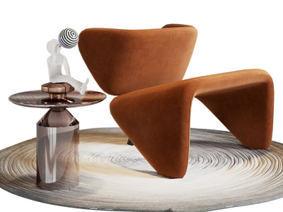 现代休闲椅子 边几