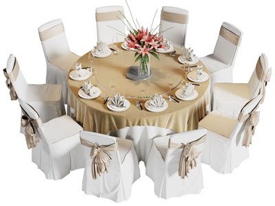 现代圆形餐桌椅组合3d模型 现代圆形餐桌椅组合