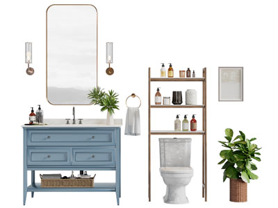 美式洗手台 镜子 浴室柜架 马桶