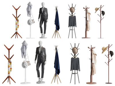 现代实木衣架 服装模特3d模型 现代实木衣架 服装模特