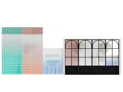 现代渐变玻璃隔断 大门