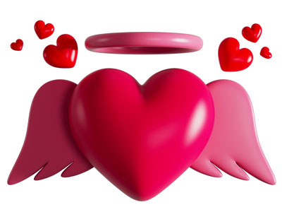 现代七夕情人节爱心图标 爱心翅膀