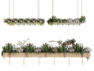 现代金属花架 吊篮绿植3d模型 现代金属花架 吊篮绿植
