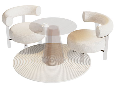 现代奶油风休闲椅子 边几