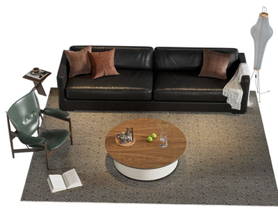 现代双人沙发 休闲椅子和茶几组合