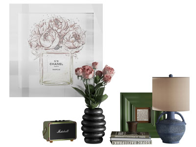 现代花瓶花卉 台灯 摆件组合