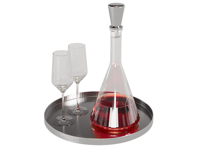 现代托盘 酒瓶酒杯3d模型 现代托盘 酒瓶酒杯