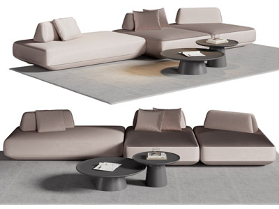 现代多人沙发 茶几组合3d模型 现代多人沙发 茶几组合