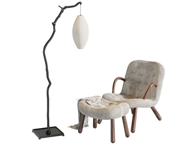 现代休闲椅子 脚踏 落地灯