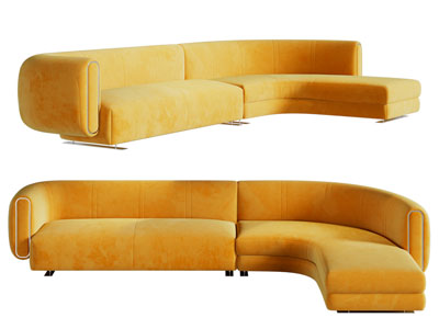 现代弧形转角多人沙发3d模型 现代弧形转角多人沙发