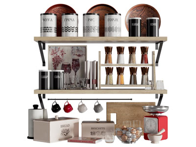 现代墙面置物架 调料瓶 茶具杯子