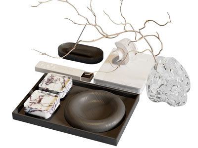 侘寂风花艺 装饰品 书籍 花瓶摆件组合