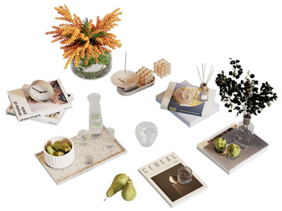 现代书籍 花瓶花卉 香薰 摆件组合