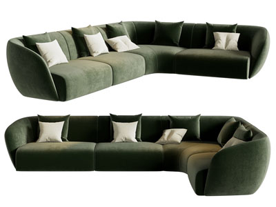 现代布艺转角多人沙发3d模型 现代布艺转角多人沙发