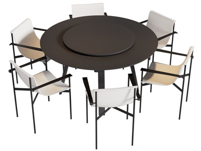 现代圆形餐桌椅组合3d模型 现代圆形餐桌椅组合
