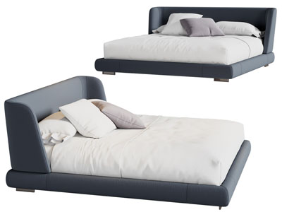 现代布艺双人床