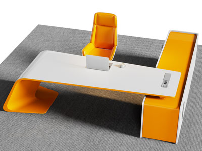 现代老板台 老板桌椅组合3d模型 现代老板台 老板桌椅组合