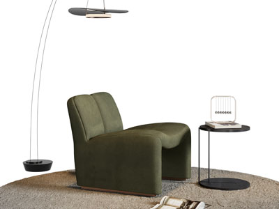 现代单人沙发 边几