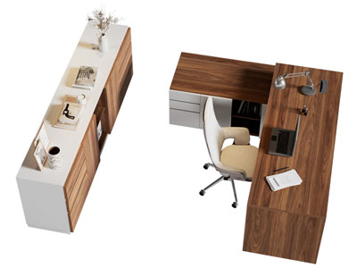 现代老板台 老板桌椅组合3d模型 现代老板台 老板桌椅组合