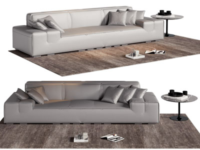 现代多人沙发 边几3d模型 现代多人沙发 边几