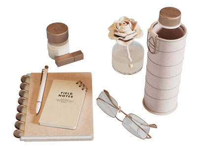 现代茶杯 笔记本 摆件组合