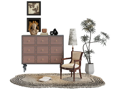 法式玄关柜 边柜 休闲椅子3d模型 法式玄关柜 边柜 休闲椅子