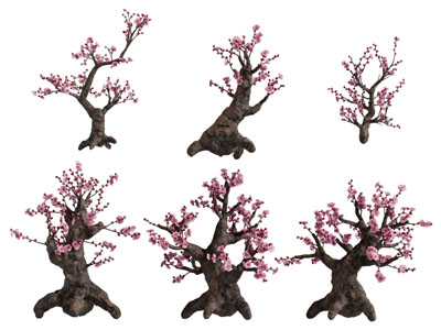 现代开满花朵的桃树3d模型 现代开满花朵的桃树