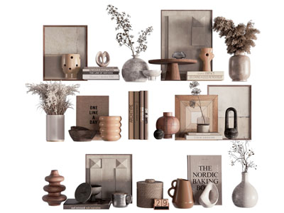 侘寂风饰品 装饰画 花瓶花卉 摆件组合