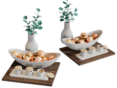 现代水果 调味瓶 花瓶花卉 餐桌摆件组合