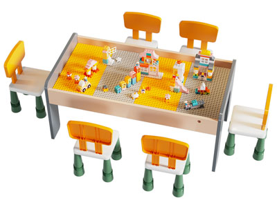 现代儿童积木玩具桌椅组合3d模型 现代儿童积木玩具桌椅组合