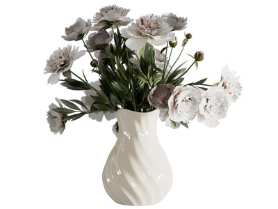 欧式陶瓷花瓶花卉3d模型 欧式陶瓷花瓶花卉