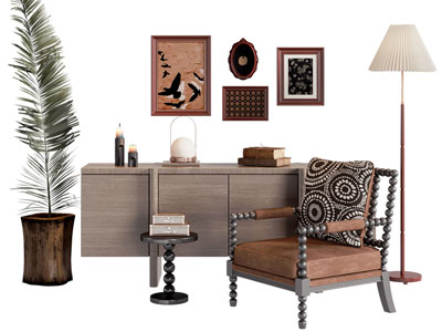 法式中古风玄关柜 边柜 休闲椅子 边几3d模型 法式中古风玄关柜 边柜 休闲椅子 边几