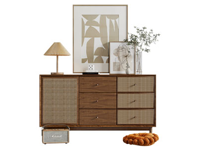 侘寂风玄关柜 边柜 斗柜3d模型 侘寂风玄关柜 边柜 斗柜