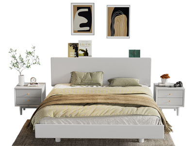 现代双人床 床头柜