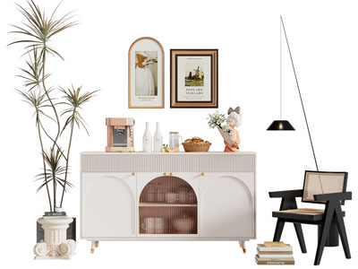 法式奶油风餐边柜 休闲椅子