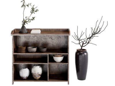 侘寂风置物收纳架 陶艺器皿摆件组合