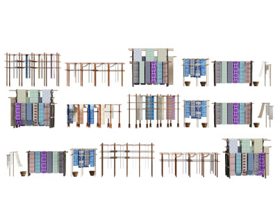 中式民族织布染布晒布组合 布艺帆布刺绣蜡染染布工坊