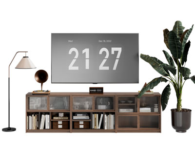 现代中古风电视柜 电视3d模型 现代中古风电视柜 电视