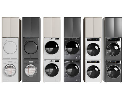 现代阳台洗衣机 烘干机收纳柜