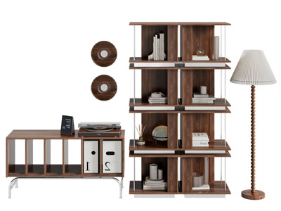 现代中古风玄关柜 边柜 书柜3d模型 现代中古风玄关柜 边柜 书柜