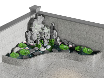 新中式假山 荷花水池景观园艺小品