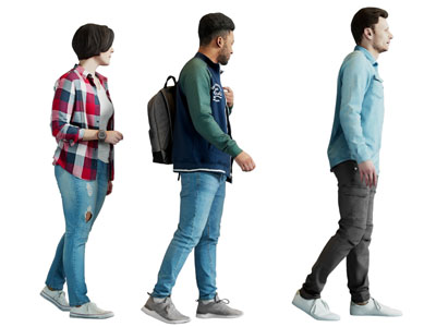 现代走路的男人 女人 多人3d模型 现代走路的男人 女人 多人