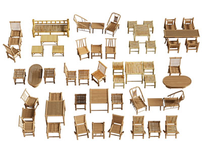 新中式竹编餐桌椅组合 休闲椅子3d模型 新中式竹编餐桌椅组合 休闲椅子